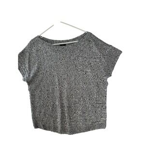 Talbots petite Women Charcoal‎ 100% Linen  Short Sleeve Boxy Sweater SZ XLP